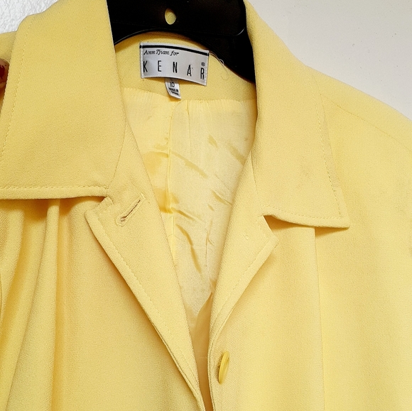 "Ann Tjian" for KENAR Pastel Yellow Crop Blazer size 10 Jacket Cocktail career - Picture 3 of 13